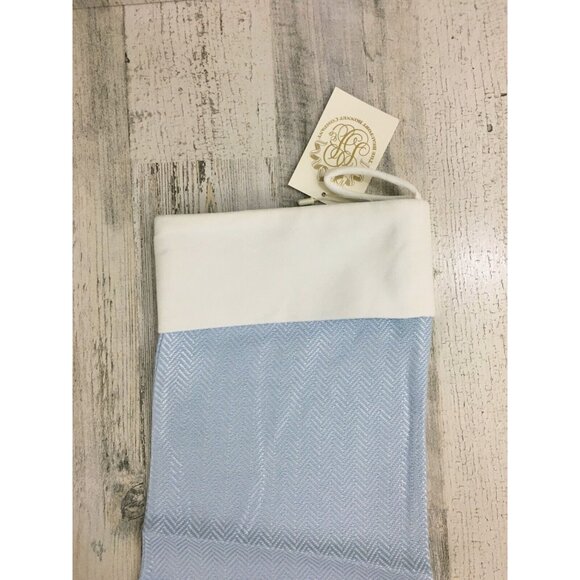 Beaufort Bonnet Company Beale Street Blue Herringbone Sleighbell Stocking NWT - Picture 3 of 8